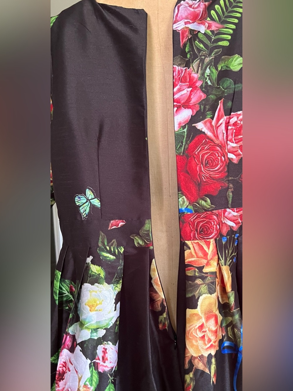 eShakti Black Floral & Butterfly Print Dress - Picture 9 of 11